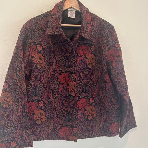 NWOT White Stag Jacket Tapestry Red Multi Floral SZL - Picture 4 of 11